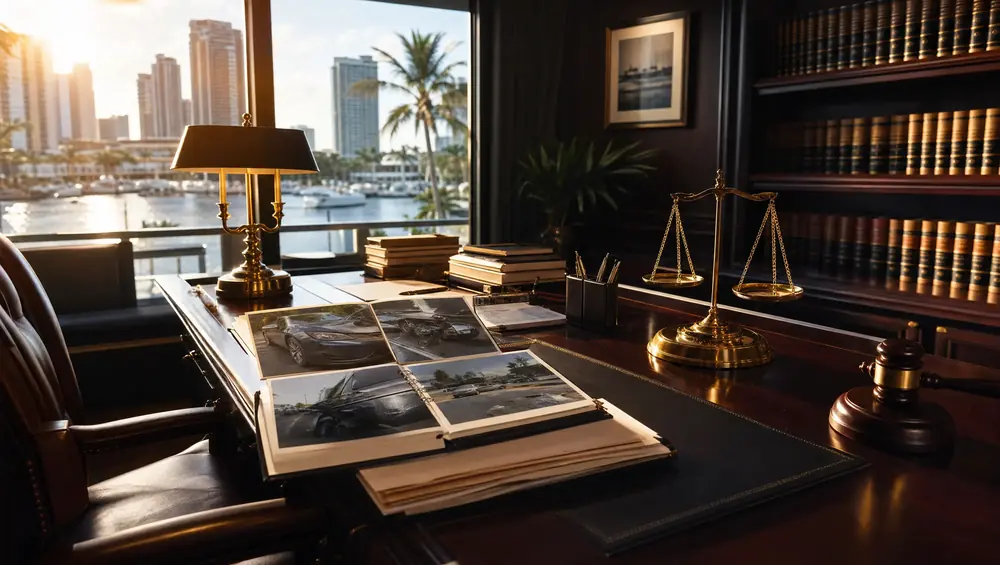 Car accident lawyer Fort Lauderdale reviewing crash evidence near Las Olas Boulevard