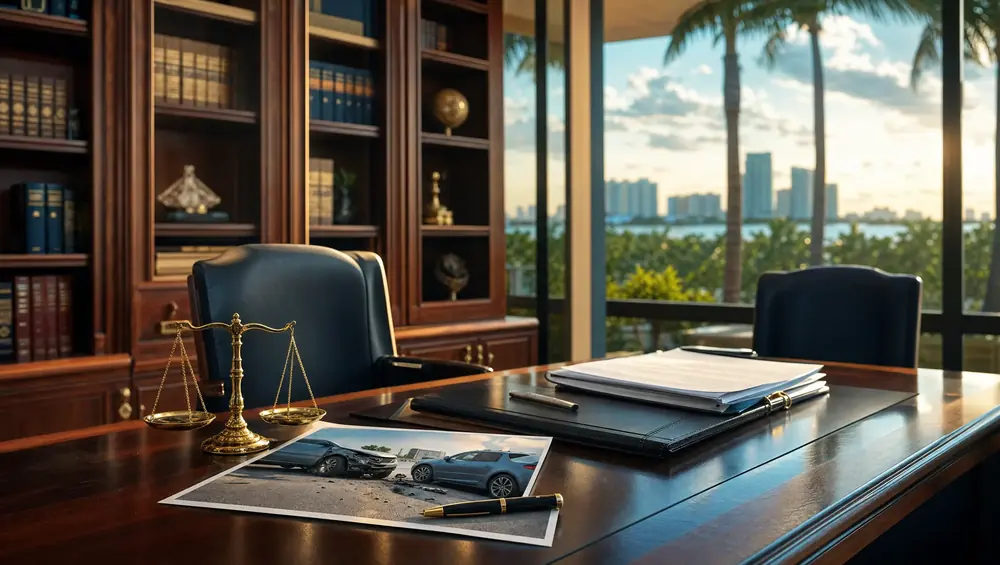 Attorney discussing car accident claim strategy in Fort Lauderdale Broward County office