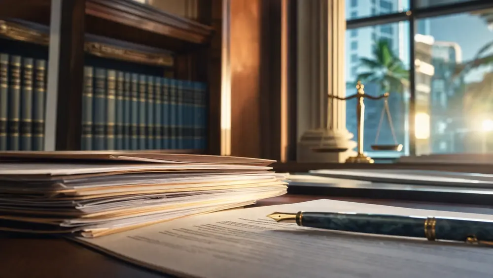 Attorney reviewing car accident case documents for a Miami-Dade County client