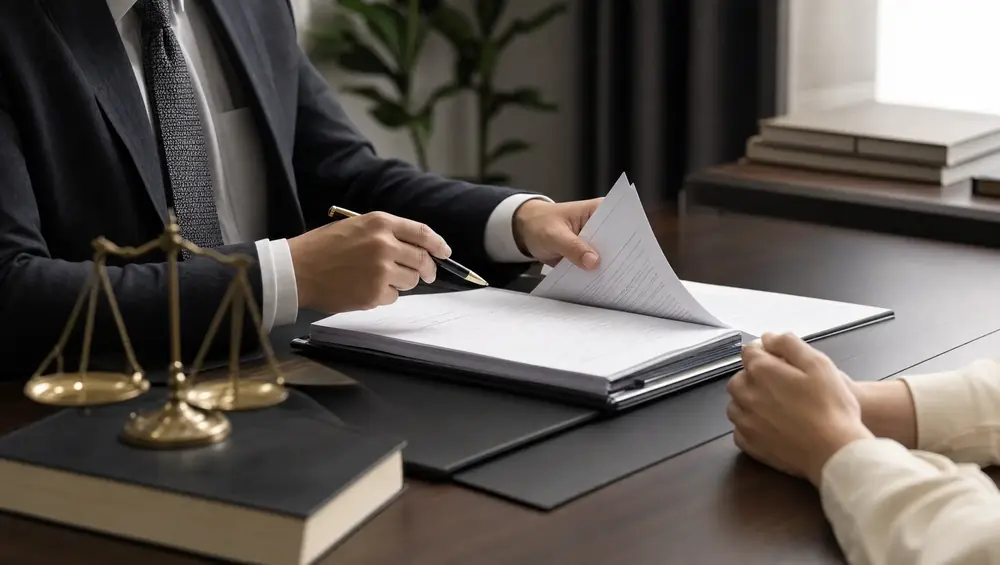 Attorney reviewing trucking accident documents at a Miramar FL law office