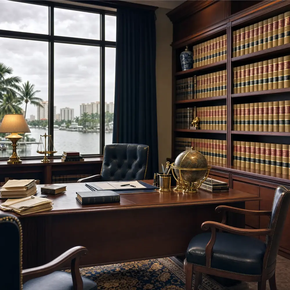 Sean Goldstein Esq reviewing a trucking accident case file for a Palm Beach County injury client