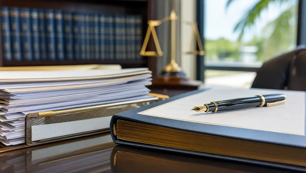 Truck accident evidence review session in Pembroke Pines law office with case files and ELD data