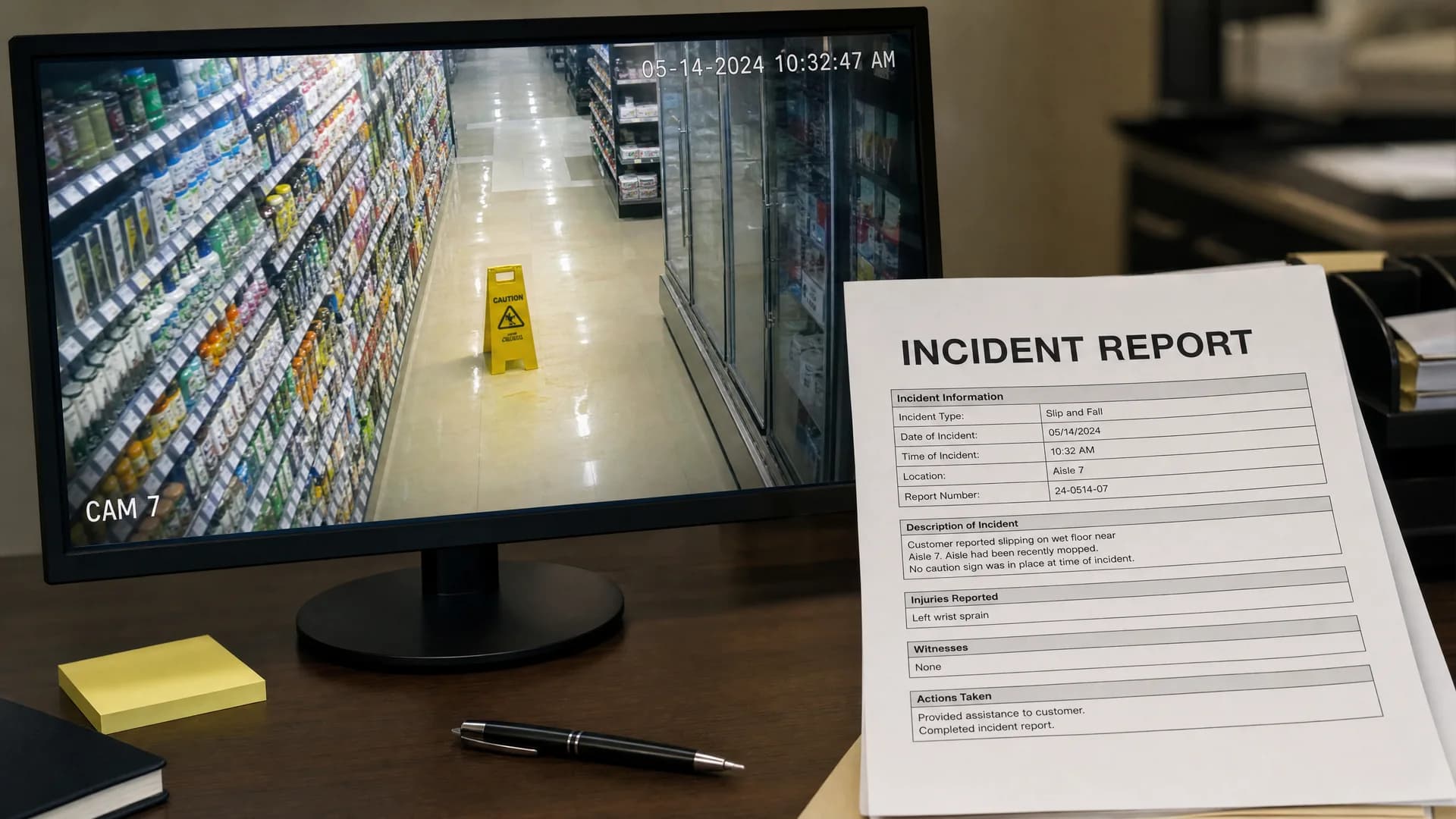 Personal injury attorney reviewing slip and fall case documents in Palm Beach County Florida office